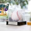 Baseball Display Case, Baseball Holder Case with Engraving Remember Your Special Baseball, UV Protected Acrylic Baseball Storage Box, Black Stand view 3