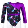 HULIJA Gymnastics Leotards for Toddler Girls Long Sleeve Cartoon Horses Athletic Dancewear Purple 10 Years view 3
