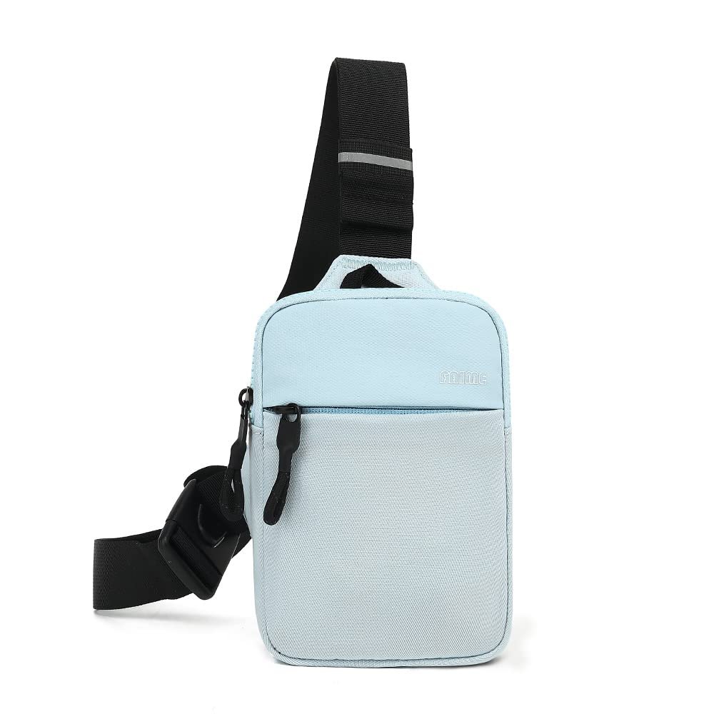 Small Crossbody Bags for Women Men, Waterproof Mini Crossbody Fanny Pack with Front Pocket, Small Sling Bag Cell Phone Passport Bag with Adjustable Strap (Light Blue)