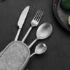 Portable Silverware Set Camping Flatware Stainless Steel Cutlery Set Include Knife Fork Spoon Dessertspoon and Tableware Bag view 2