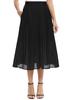 EXCHIC Women's Casual Chiffon Elastic Waist A-Line Pleated Swing Midi Skirt with Pockets (XL, Black) view 1