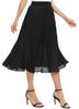 EXCHIC Women's Casual Chiffon Elastic Waist A-Line Pleated Swing Midi Skirt with Pockets (XL, Black) view 3