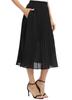 EXCHIC Women's Casual Chiffon Elastic Waist A-Line Pleated Swing Midi Skirt with Pockets (XL, Black) view 4