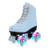 YYW Stylish Women Roller Skates, Cozy Sky Blue Premium Frosted Material Roller Skates, High-top Classic Double Row Indoor Outdoor Roller Skates for Beginner with Flash Wheels (US Women: 10) view 1