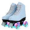 YYW Stylish Women Roller Skates, Cozy Sky Blue Premium Frosted Material Roller Skates, High-top Classic Double Row Indoor Outdoor Roller Skates for Beginner with Flash Wheels (US Women: 10) view 3