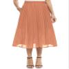 EXCHIC Women's Casual Chiffon Elastic Waist A-Line Pleated Swing Midi Skirt with Pockets (XL, Salmon) view 1