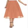 EXCHIC Women's Casual Chiffon Elastic Waist A-Line Pleated Swing Midi Skirt with Pockets (XL, Salmon) view 2