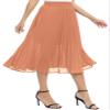 EXCHIC Women's Casual Chiffon Elastic Waist A-Line Pleated Swing Midi Skirt with Pockets (XL, Salmon) view 3