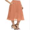 EXCHIC Women's Casual Chiffon Elastic Waist A-Line Pleated Swing Midi Skirt with Pockets (XL, Salmon) view 4