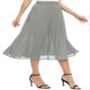 EXCHIC Women's Casual Chiffon Elastic Waist A-Line Pleated Swing Midi Skirt with Pockets (XL, Dark Grey) view 3