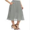 EXCHIC Women's Casual Chiffon Elastic Waist A-Line Pleated Swing Midi Skirt with Pockets (XL, Dark Grey) view 4