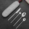 Portable Silverware Set Camping Flatware Stainless Steel Cutlery Set Include Knife Fork Spoon Dessertspoon and Tableware Bag view 1