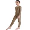 Moily Big Girls Long Sleeve Full Length Unitard Gymnastics/Dance/Sports Bodysuit Jumpsuit Leotard Brown 12-14 view 3
