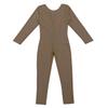 Moily Big Girls Long Sleeve Full Length Unitard Gymnastics/Dance/Sports Bodysuit Jumpsuit Leotard Brown 12-14 view 4