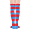Zando Women's Crazy Long Socks, Anime Retro Knee High, Over Knee Thigh High, Novelty Tube, Extra Long Striped, Programming, Navy Red, One Size view 2