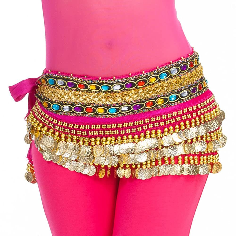 Belly Dance Hip Scarf for Women Coins Belly Dance Costume Skirt Wrap Belt Sequin Style Music Festival Clothing,A28