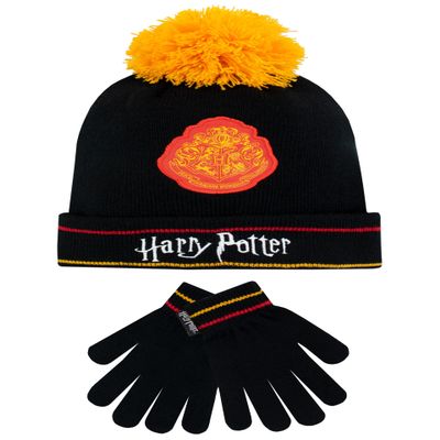 Harry Potter Kids Winter Hat and Gloves Set Hogwarts Black One Size