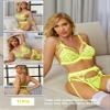RSLOVE Women Sexy Lingerie Sets with Garter Belt 3 Piece Lace Teddy Babydoll Bodysuit Neon Yellow XL view 4