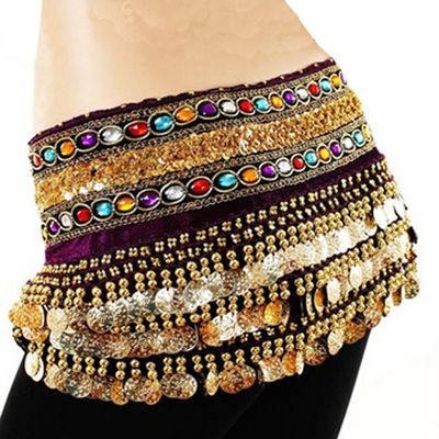 Belly Dance Hip Scarf for Women Coins Belly Dance Costume Skirt Wrap Belt Sequin Style Music Festival Clothing,A5