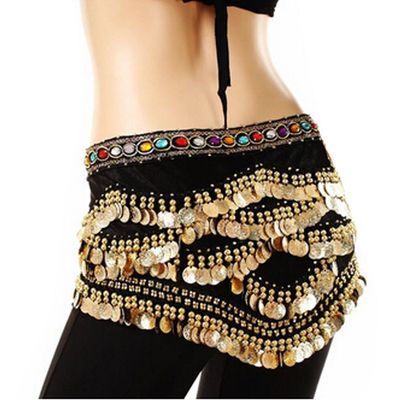 Belly Dance Hip Scarf for Women Coins Belly Dance Costume Skirt Wrap Belt Sequin Style Music Festival Clothing,A9
