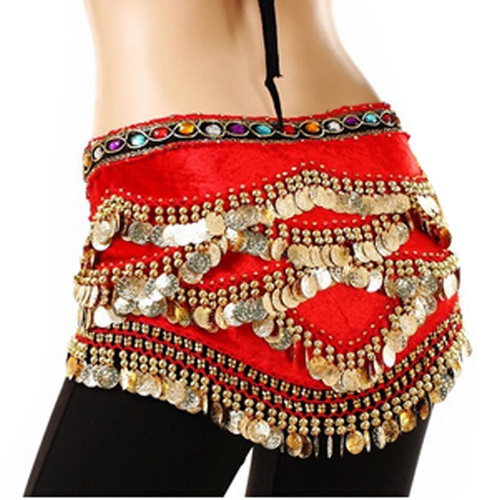 Belly Dance Hip Scarf for Women Coins Belly Dance Costume Skirt Wrap Belt Sequin Style Music Festival Clothing,A10