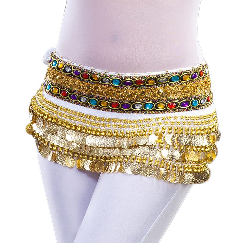 Belly Dance Hip Scarf for Women Coins Belly Dance Costume Skirt Wrap Belt Sequin Style Music Festival Clothing,A26