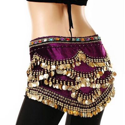 Belly Dance Hip Scarf for Women Coins Belly Dance Costume Skirt Wrap Belt Sequin Style Music Festival Clothing,A7