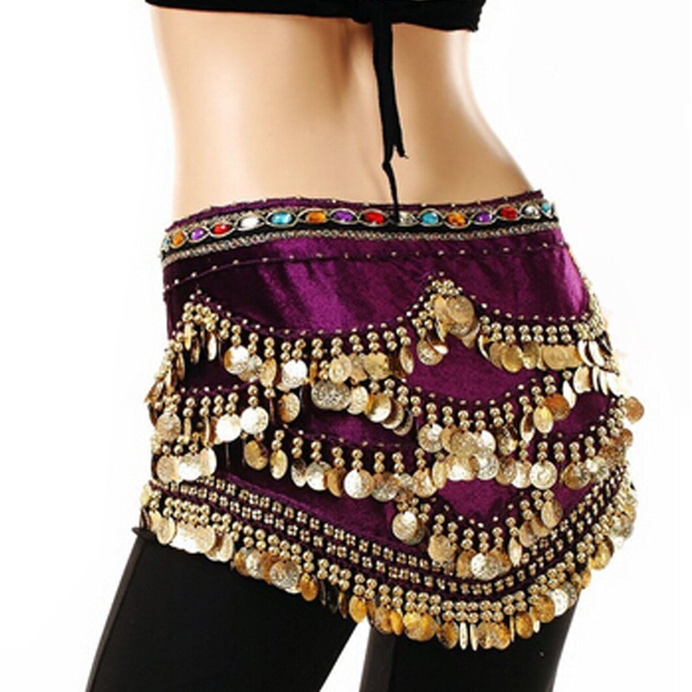 Belly Dance Hip Scarf for Women Coins Belly Dance Costume Skirt Wrap Belt Sequin Style Music Festival Clothing,A7