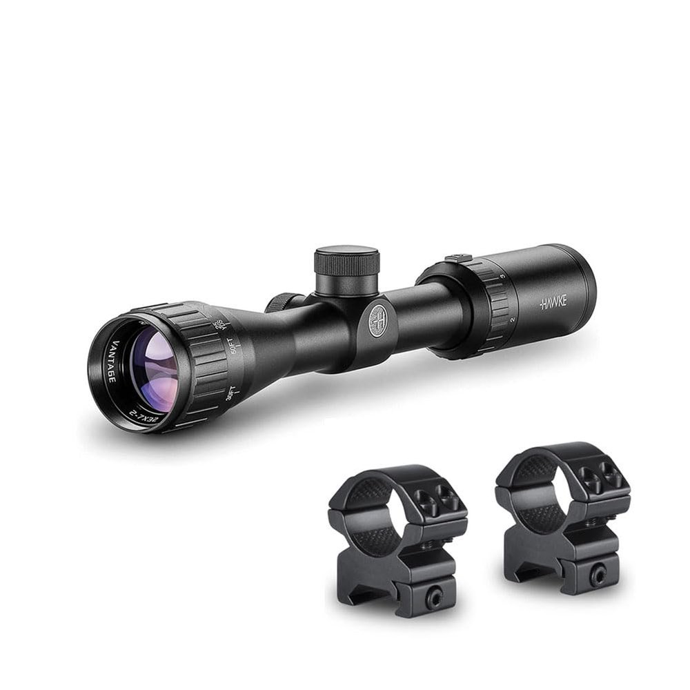 Hawke Sport Optics Vantage 2-7x32 AO Mil Dot Riflescope 14111 & 2 Pc 1" Weaver Mounting Rings
