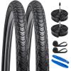 YUNSCM 2-PCS 700C Bike Tires 700x38C 40-622 and 700C Bike Tubes Presta Valve with 2 Rim Strips Compatible with Gravel Bike Tires 700x36C 700 x 38C 700x40C Road Bike Bicycle Tires and Tubes (Y-1128) view 1