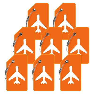 M-sorflly 8pack Luggage Tags for Suitcases with Name ID Card Quickly Spot Luggage Identifier Tags, Flexible Silicone Name Tags for Backpacks, Suitcases, Travel Bags, Baggage, Cruise (Orange)