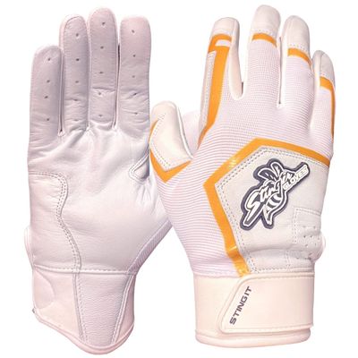Stinger Sports Sting Squad Batting Gloves for Baseball & Softball (Youth Medium, White Gold)