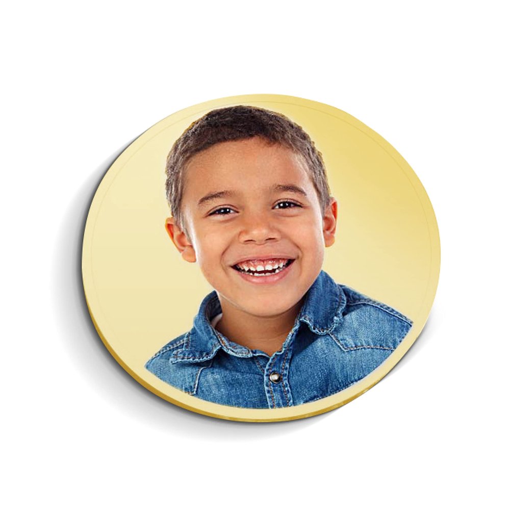 PicturesOnGold.com Personalized Golf Ball Marker - Custom Photo & Engraving Golf Ball Marker for Men & Women, Customizable Golf Ball Marker with Photo, Golf Gifts, 3/4 in x 3/4 in, Yellow Gold Plated