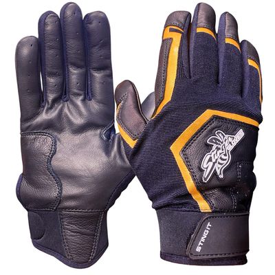 Stinger Sports Sting Squad Batting Gloves for Baseball & Softball (Adult Large, Black Gold)
