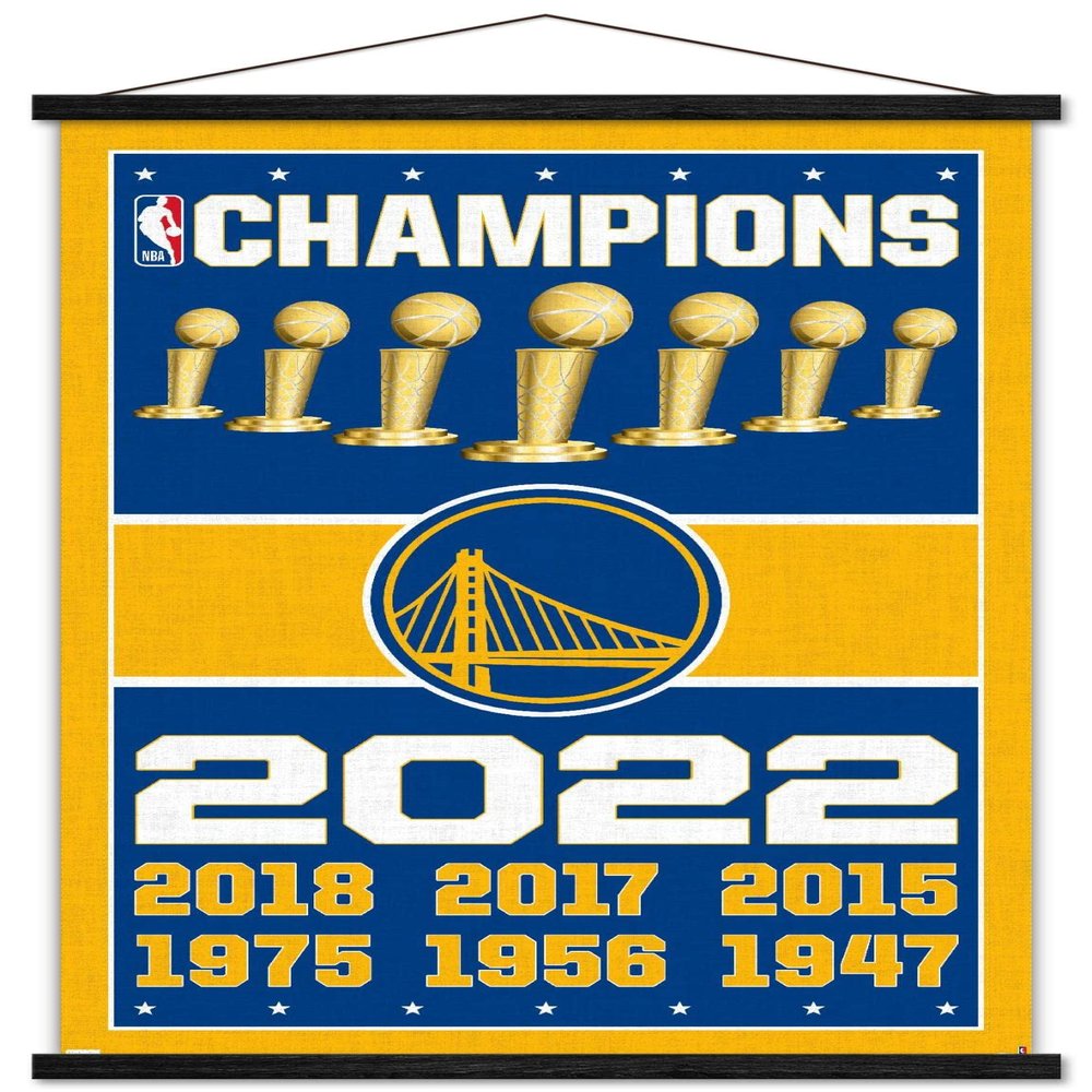 Trends International NBA Golden State Warriors - Champions 22 Wall Poster, 22.375" x 34", Premium Print and Black Hanger Bundle