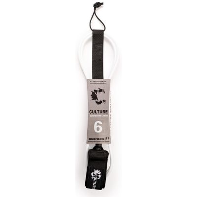 Culture Supply Surfboard Surf Leash (6 Sizes - 5 Colors): 6ft Comp | 6 ft Reg | 7ft | 8ft | 9ft | 10ft (White, 6ft COMP)