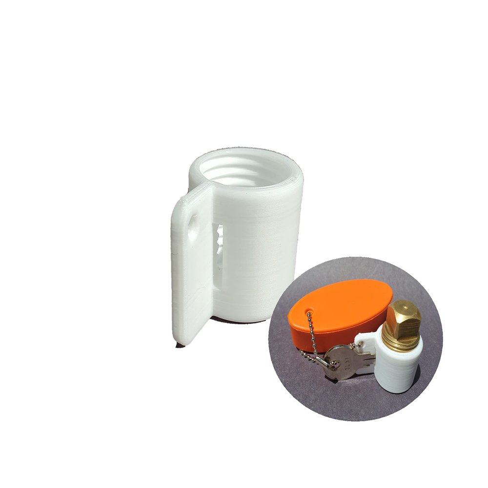 Drain Plug Keychain - White Boat Drain Plug Reminder - Keychain - Locks Key Using Boat Drain Plug