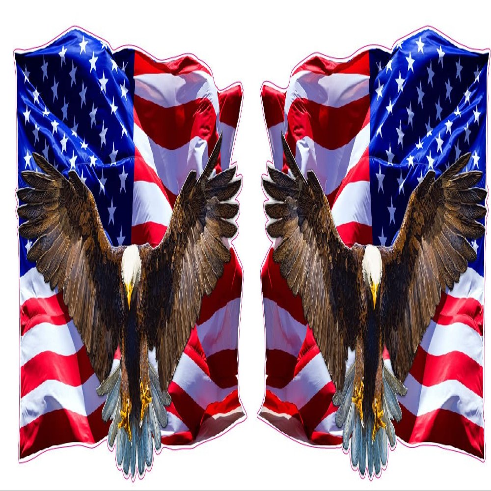 Soaring Bald Eagle American Flag Right & Left Decal (36" x 24")