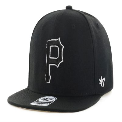 '47 Pittsburgh Pirates Hat Mens Womens Adjustable Baseball Cap, Snapback, Black/Black Logo/Black Logo Outline, One Size