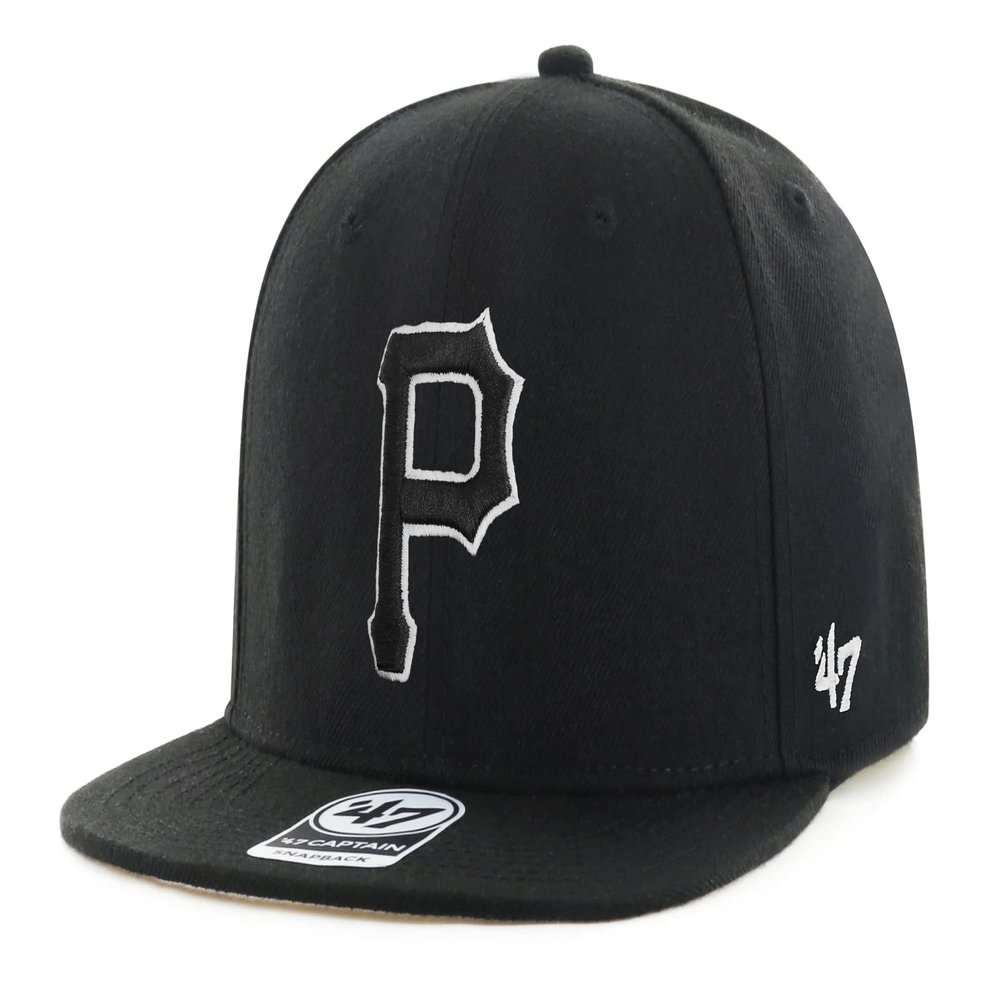 '47 Pittsburgh Pirates Hat Mens Womens Adjustable Baseball Cap, Snapback, Black/Black Logo/Black Logo Outline, One Size