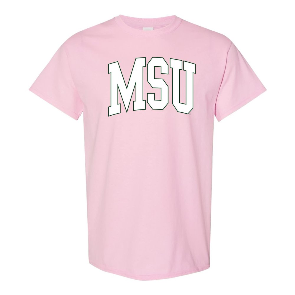 AS1364 - Michigan State Spartans Mega Arch T Shirt - Medium - Light Pink
