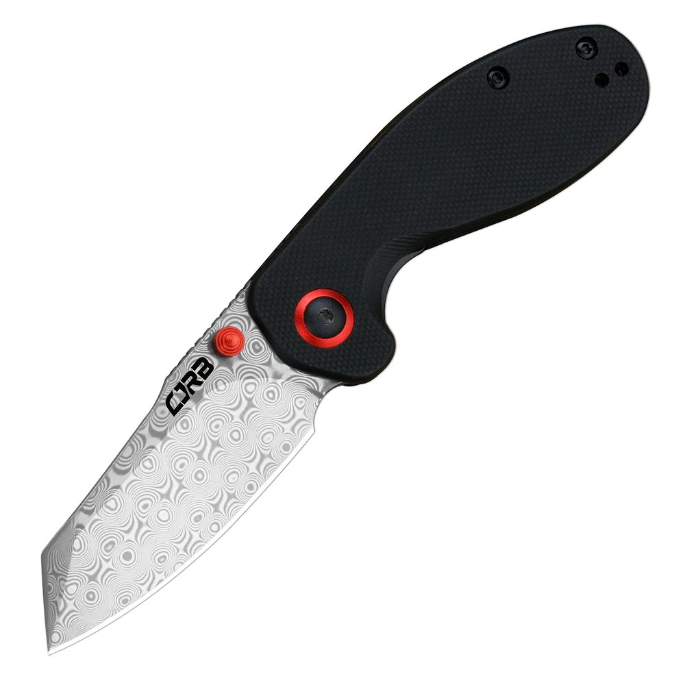 CJRB Maileah pocket knife, folding knife with 2.39'' Damascus Steel Blade, Black G10 Handle EDC Knife for Men Outdoor Survival Camping Limited Edition (J1918D)