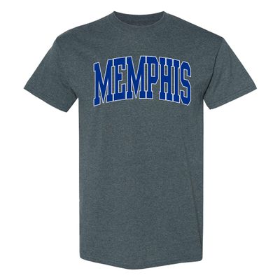 AS1364 - Memphis Tigers Mega Arch T Shirt - 2X-Large - Dark Heather