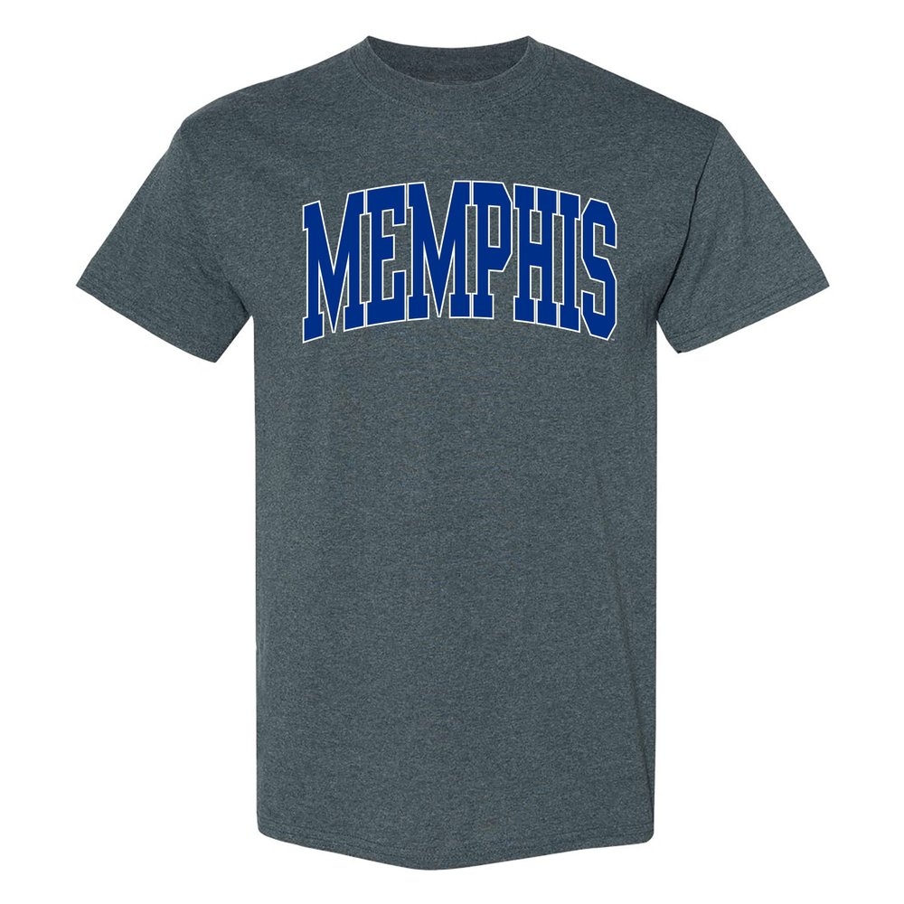 AS1364 - Memphis Tigers Mega Arch T Shirt - 2X-Large - Dark Heather
