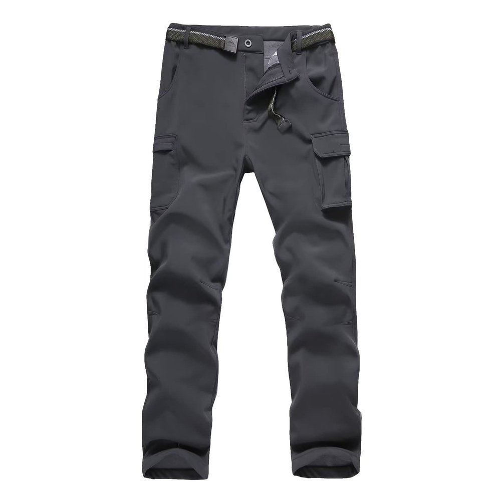 Anyanmoutn Men's Waterproof Windproof Softshell Fleece Warm Hiking Pants Outdoor Snow Ski Pants Winter