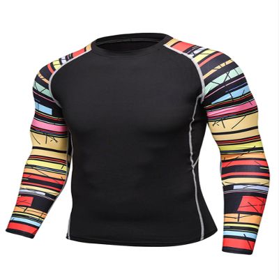 YONGHS Men's Splice UV Sun Protection UPF 50+ Skins Rash Guard Long Sleeves Compression Shirts Top Type O X-Large