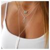 Andelaisi Boho Layered Turquoise Leaf Pendant Necklace Silver Feather Necklace Choker Vintage Leaf Necklace Hollow Leaf Drop Chain Necklace Jewelry for Women view 2