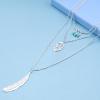 Andelaisi Boho Layered Turquoise Leaf Pendant Necklace Silver Feather Necklace Choker Vintage Leaf Necklace Hollow Leaf Drop Chain Necklace Jewelry for Women view 4