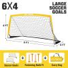 RUNBOW 6x4 ft Portable Kids Soccer Goal for Backyard Practice Soccer Net with Carry Bag (6x4 FT, 2 Pack, Yellow) view 4