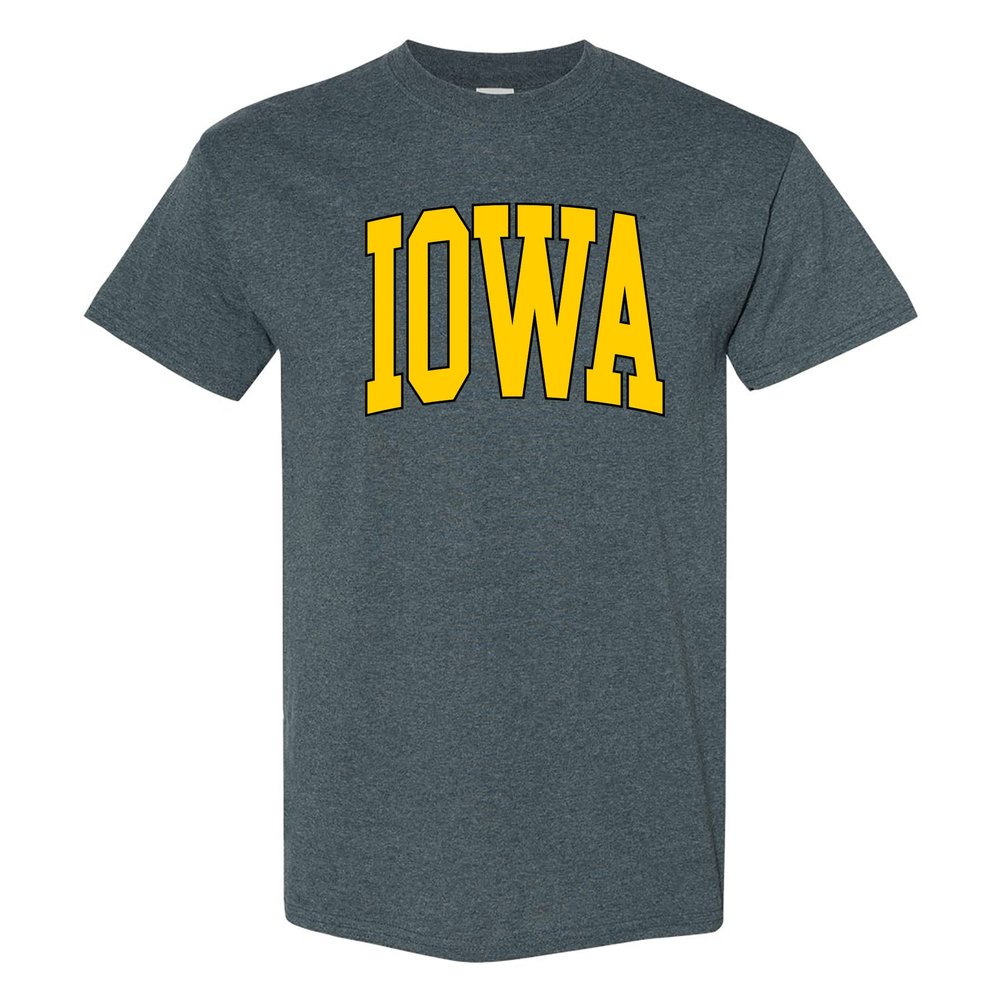 AS1364 - Iowa Hawkeyes Mega Arch T Shirt - X-Large - Dark Heather